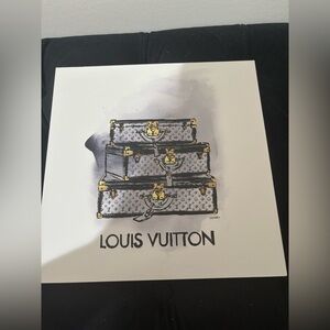 Louis Vuitton Trunk Illustration in Gold and Gray